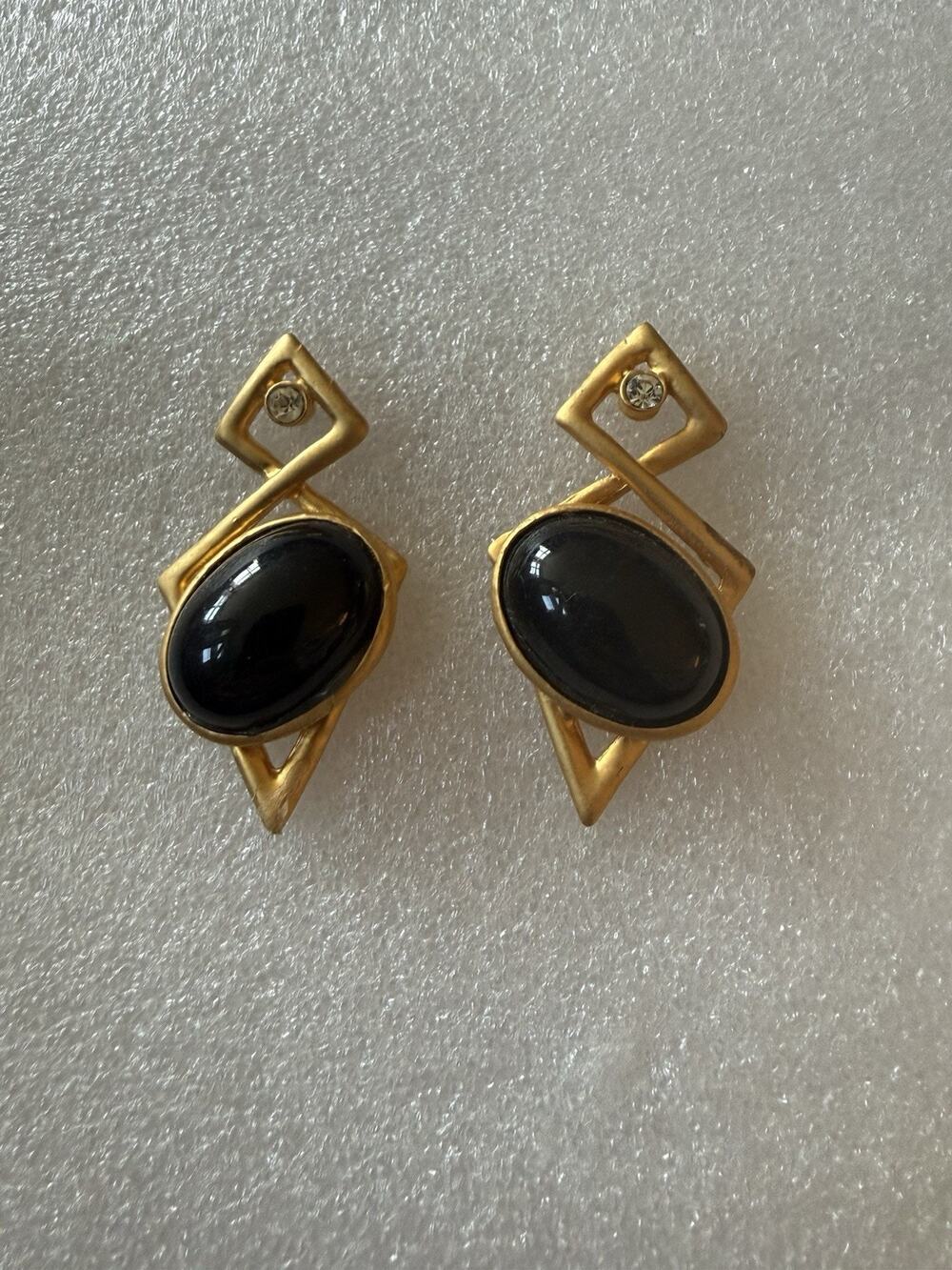 VTG Retro Gold Black 80s Earrings
